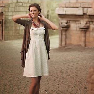 COPY - Anthro Maeve White Midi Dress with Gold Po…